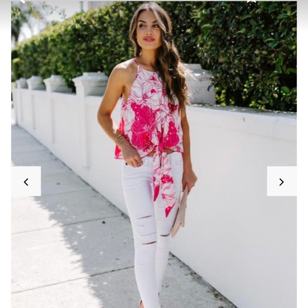 Brand New Boxwood Floral Tie Tank